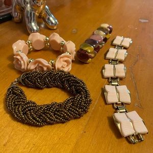 Bracelets nice retro pink and bronze set